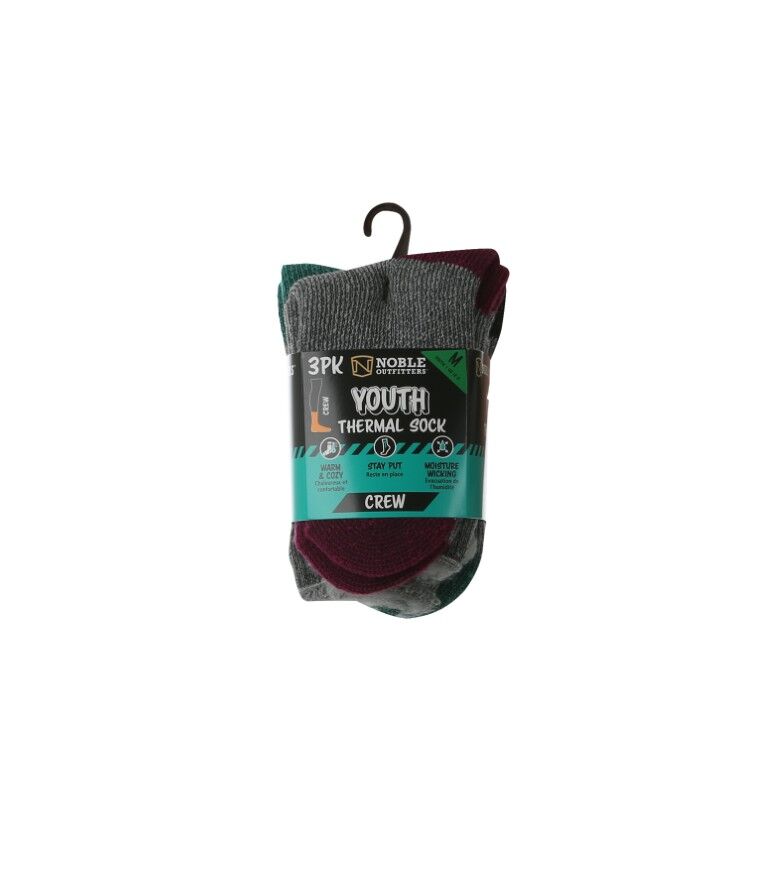 Noble Outfitters Youth Thermal Crew Socks, 3-Pk