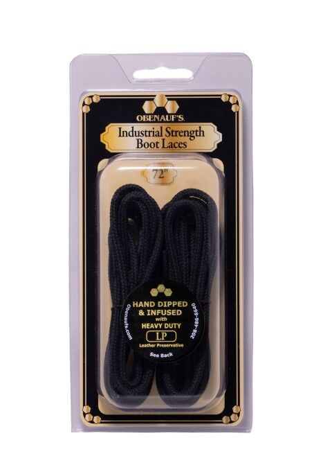 Obenauf's Black Waxed Round Industrial Strength Boot Laces, 72-In