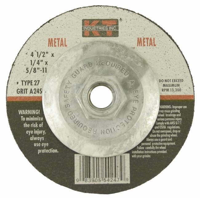 KT Industries Metal Grinding Wheel Type 27, 4 1/2-In x 1/4-In x 5/8-In - 11