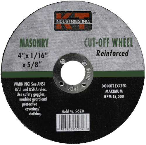 KT Industries Masonry Cutting Wheel 4X1/16X5/8