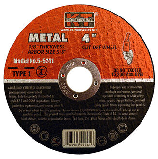 KT Industries Metal Cut-Off Wheel Type 1, 4-In x 1/8-In x 5/8-In