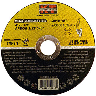 KT Industries Metal/Stainless Steel Cut-Off Wheel Type 1, 4-In x 0.04-In x 5/8-In