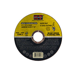 KT Industries Metal/Stainless Steel Cut-Off Wheel Type 1, 4 1/2-In x 0.04-In x 7/8-In