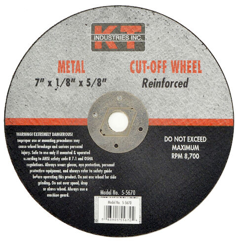 KT Industries Metal Cut-Off Wheel Type 1, 7-In x 1/8-In x 5/8-In