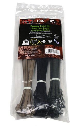KT Industries Camo Standard Duty Premium Cable Ties, 8-In, 100-Pk
