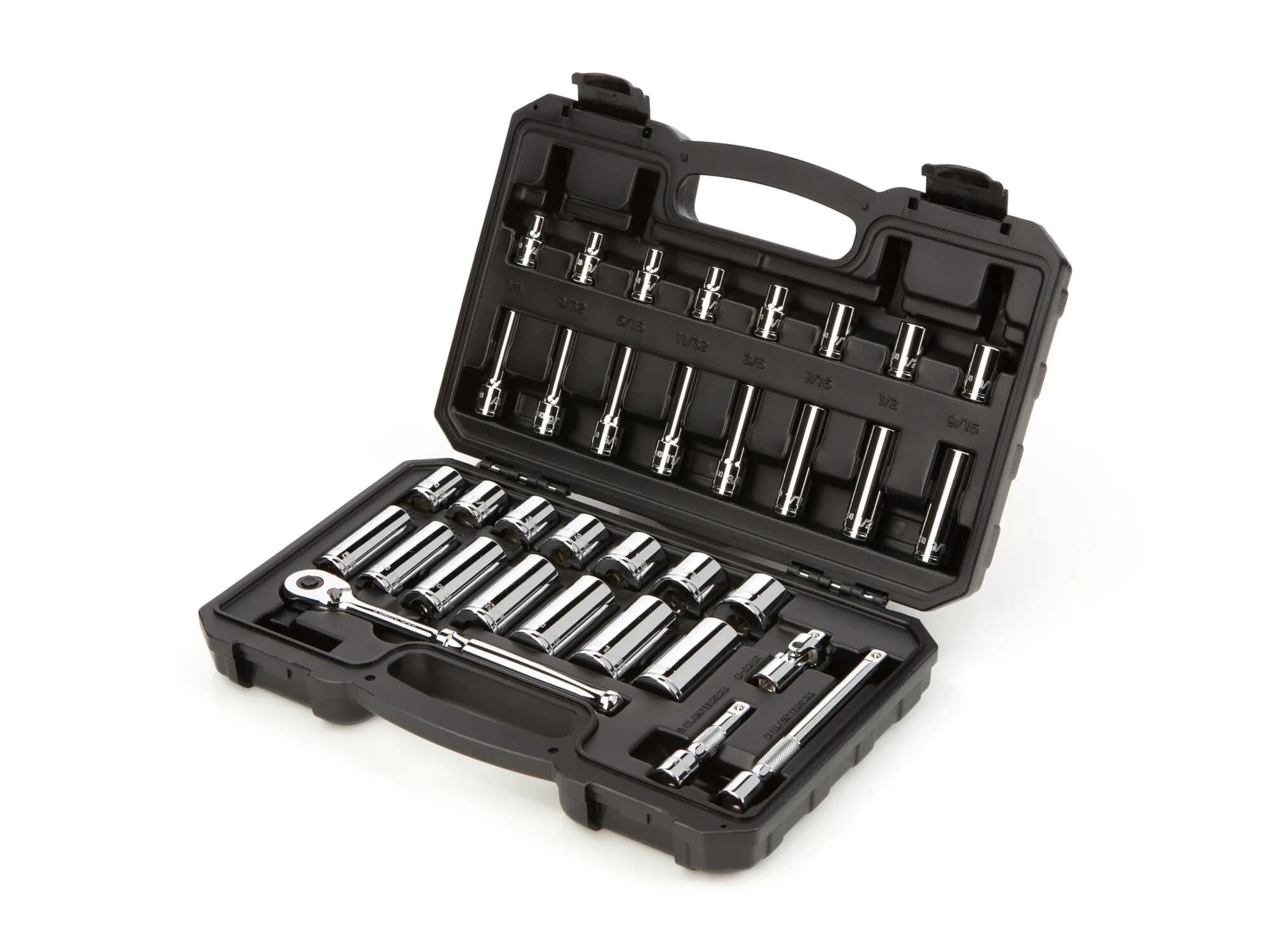 Tekton SAE 6-Point Socket & Rachet Set With Case, 3/8-In Drive, 34-Pc