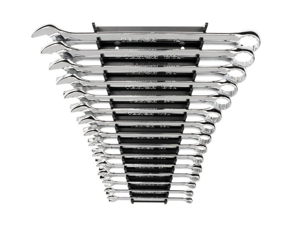 Tekton 1/4-1-In Combination Wrench Set with Rack, 15-Pc
