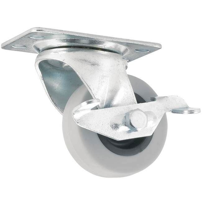 Precision Casters + Wheels Swivel Plate Non-Marking TPR Caster With Brake, 2-In