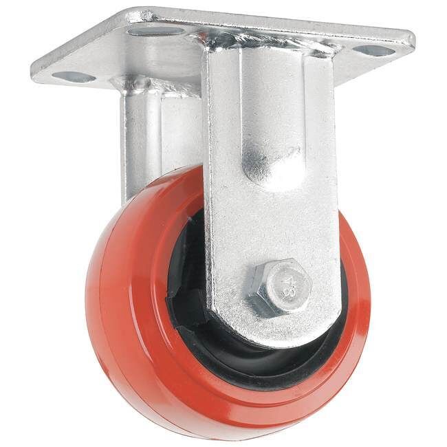 Precision Casters + Wheels 4-In Rigid Plate Polyurethane Caster 