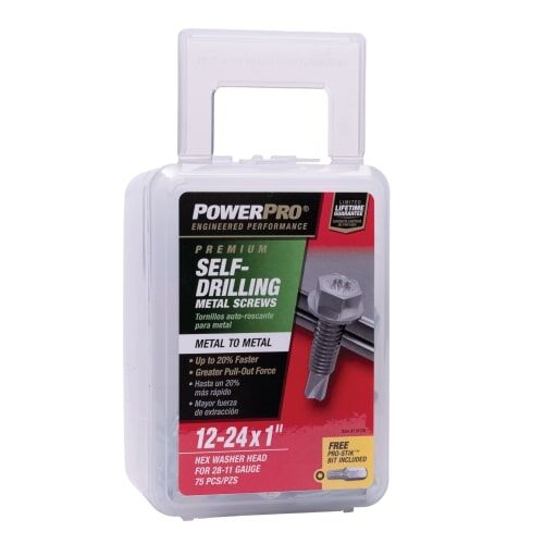 Hillman Power Pro Star Drive Hex Washer #12-24 X 1-In Sheet Metal Screws, 1-Lb