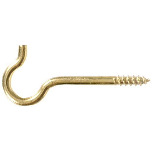 Hillman Brass Screw Hook - 0.162 in X 2-9/16 in