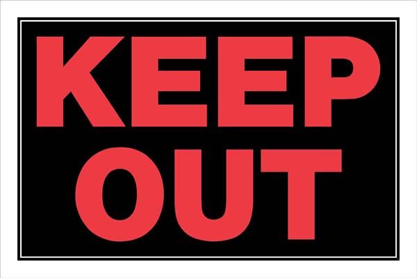 Hillman Keep Out Sign - Black, 8 in x 12 in, Plastic