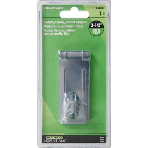 Hillman Hardware Essentials Fixed Zinc Staple Safety Hasp, 3-1/2-In