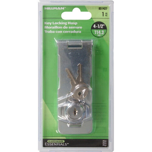 Hillman Hardware Essentials Chrome Keyed Swivel Staple Safety Hasp, 4-1/2 In