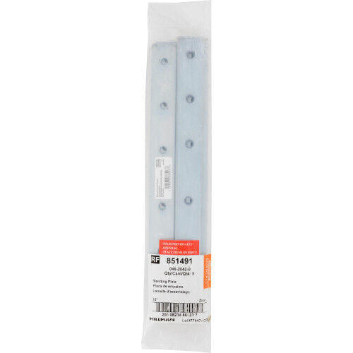 Hillman Hardware Essentials Mending Plate Zinc, 12-In x 1 1/8-In