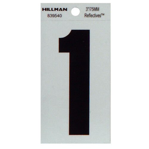 Hillman Thin Black And Silver Adhesive Number 1, 3-In