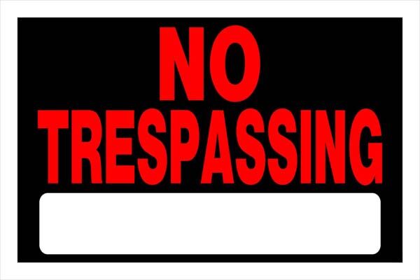 Hillman No Trespassing Sign - Black, 8 in x 12 in, Styrene