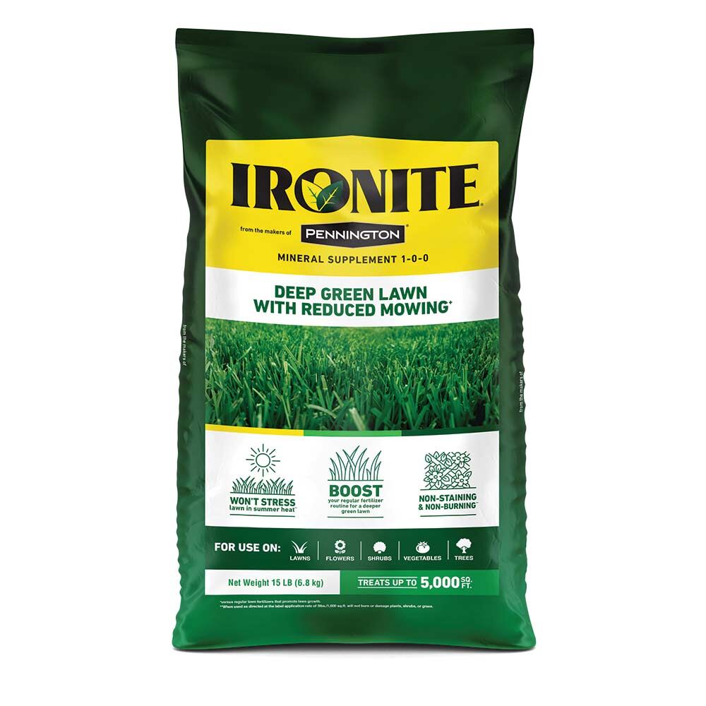 Pennington Ironite Mineral Supplement 1-0-0 Lawn Fertilizer, 15-Lb