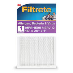 Filtrete MPR 1500 Allergen, Bacteria & Virus Air Filter, 16-In X 20-In X 1-In