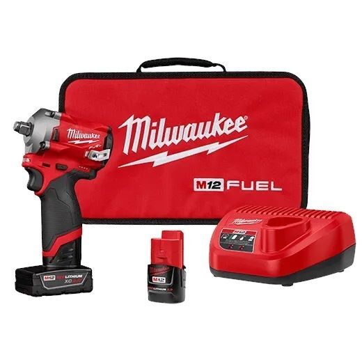 Milwaukee M12 Fuel Stubby Impact Wrench Kit, 1/2-In