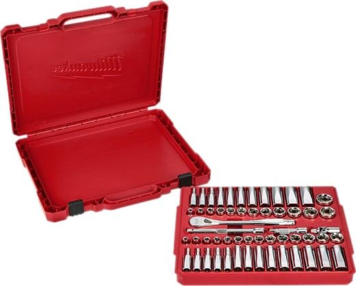 Milwaukee 3/8" Drive Ratchet & Socket Set - SAE & Metric, 56-Pc