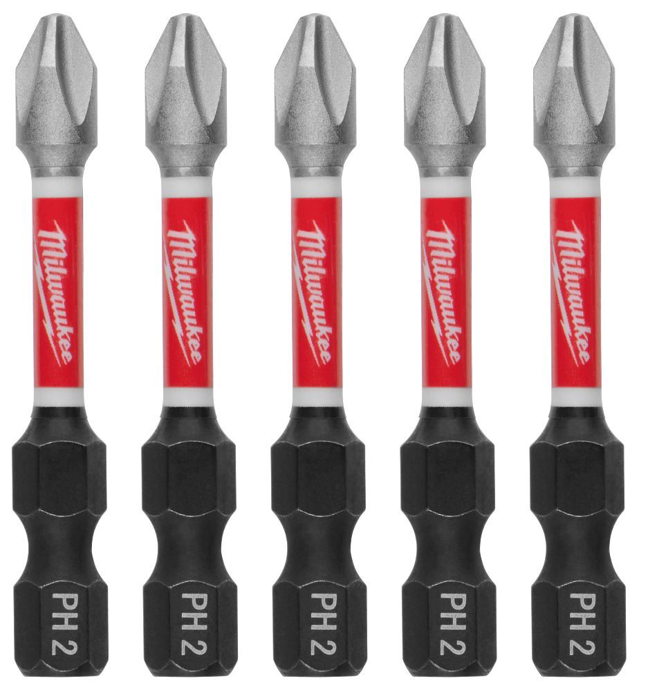 Milwaukee Shockwave Impact #2 Phillips Bit, 2-In, 5-Pc