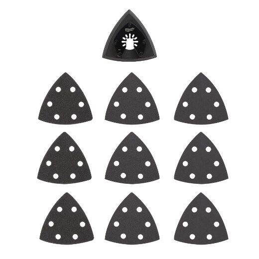 Milwaukee Open-Lok Triangle Sanding Pad & Sandpaper Set, 3 1/2-In, 10-Pc