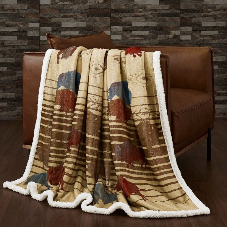 Peso Road Home on the Range Campfire Sherpa Throw, 54-In x 68-In