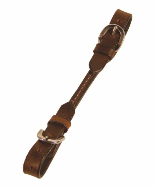 Buffalo Leather Rolled Curb Strap - Dark Oil