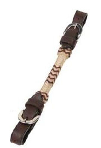 Buffalo Leather Curb Strap With Rawhide Weave - Dark Oil