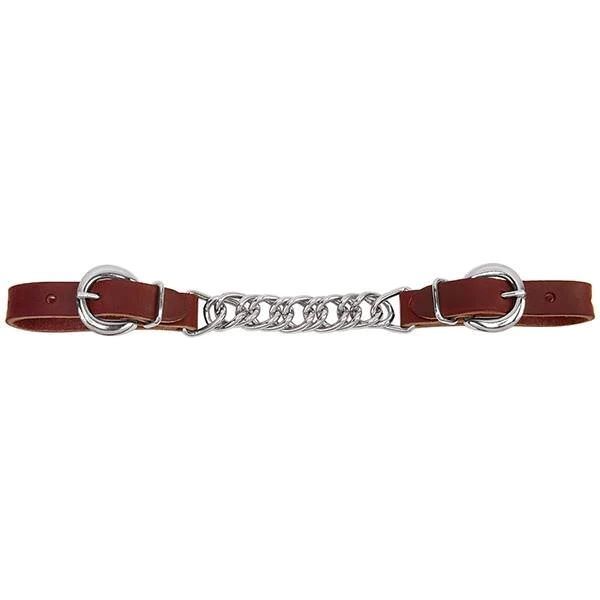 Weaver Leather Latigo Leather Double Flat Link Chain Curb Strap, 4-1/2-In