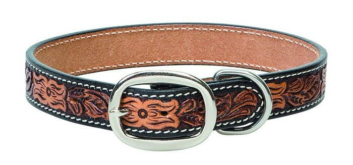 Weaver Leather Floral Tooled Collar - Light Oil, 3/4 X 17 in