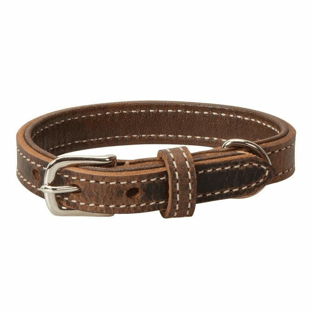 Weaver Leather Small Terrain D.O.G. Distressed Collar - Chocolate, 3/4 X 15 in