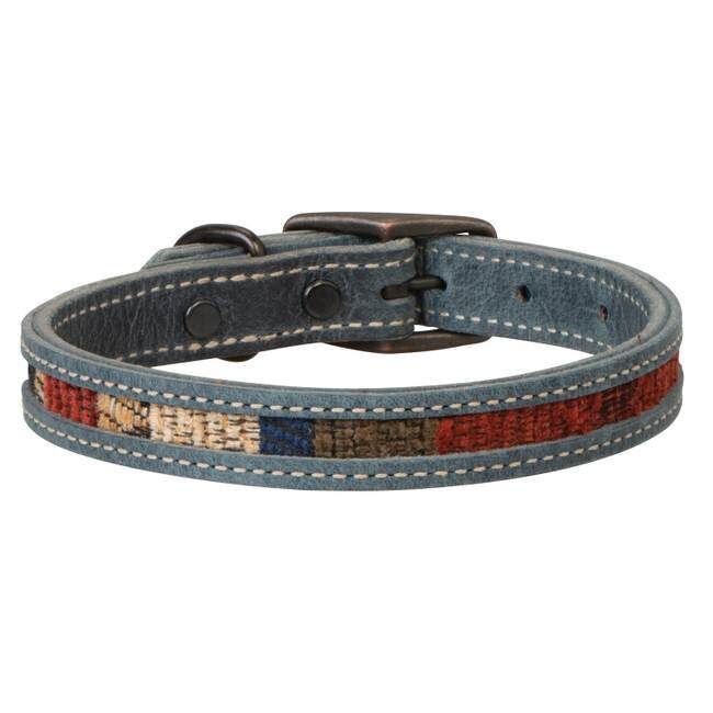 Weaver Leather Indigo Sky Collar Leather Dog Collar, 3/4-In x 15-In