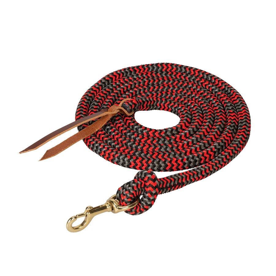 Weaver Leather Black/Red/Gray Poly Cowboy Lead with Snap, 5/8-In x 10-Ft