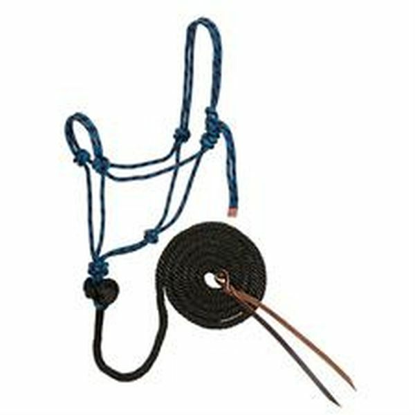 Weaver Leather Diamond Braid Rope Halter And Lead - Black/Hurricane Blue