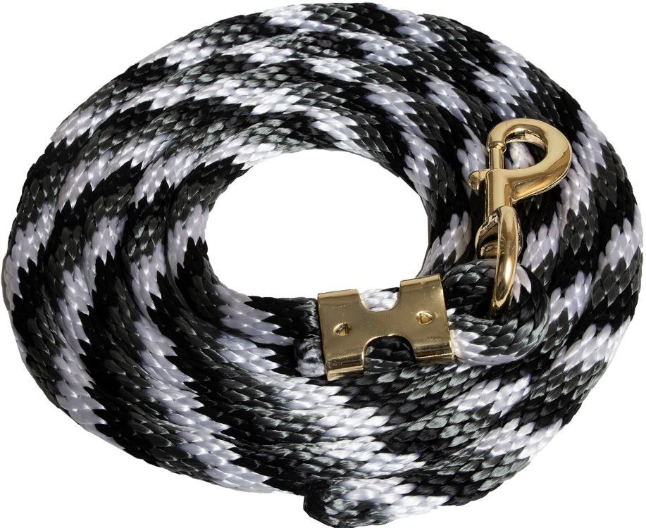 Mustang Manufacturing Black/Grey/White Poly Cowboy Lead Rope, 5/8-In x 9-Ft