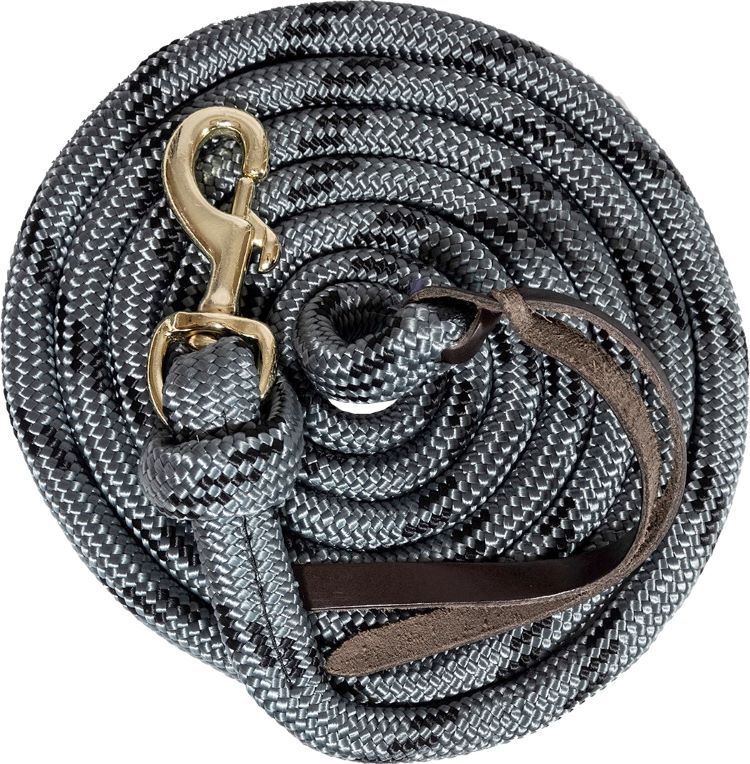 Mustang Manufacturing Grey & Black Poly Cowboy Lead Rope, 5/8-In x 9-Ft