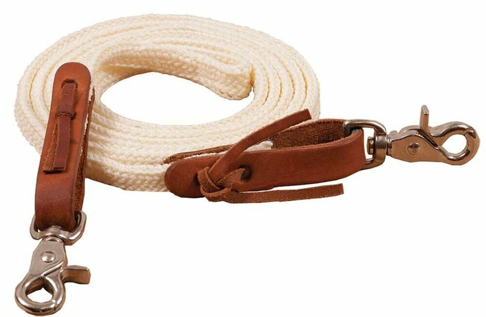 Mustang Manufacturing Poly Braided Roping Rein - Natural, 1/2 in X 7 ft