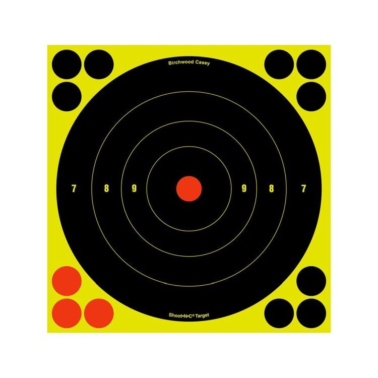 Birchwood Casey Shoot-N-C Bull's-Eye Reactive Target, 8-In, 6-Pk