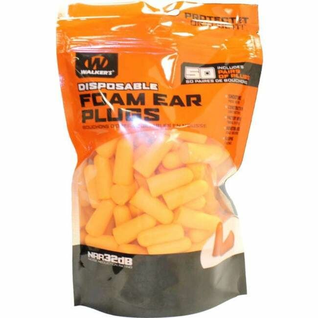 Walker's 50 Pair Disposable Foam Ear Plugs Bag
