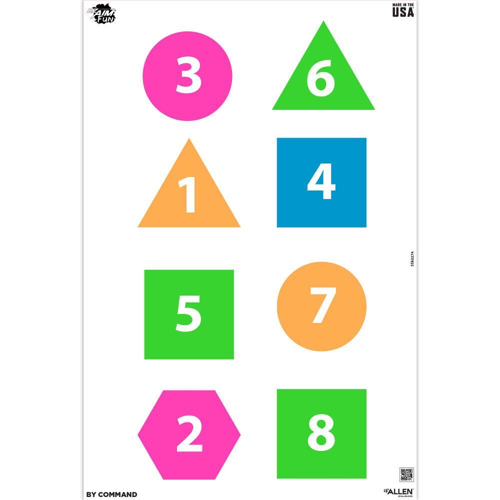 Allen EZ Aim Fun Group 12 X 18-In Paper Shooting Targets, 8-Targets, Assorted