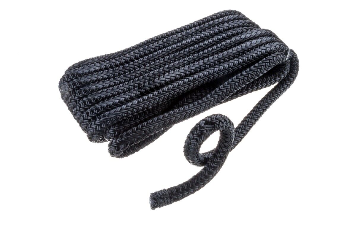 Seachoice Black Double Braid Nylon Dock Line, 3/8-In X 15-Ft