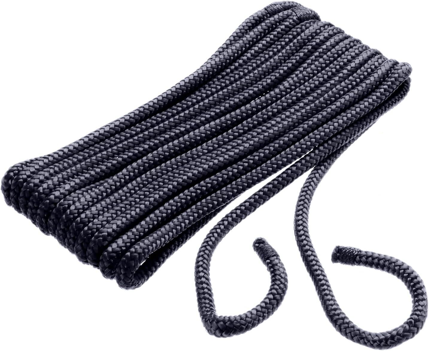 SeaChoice Black Double-Braided Nylon Fender Line, 1/4-In x 6-Ft