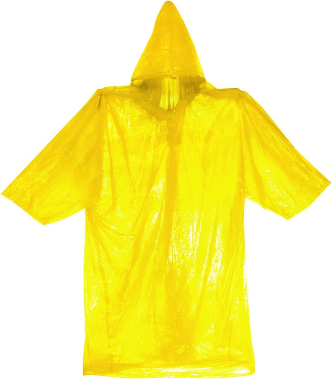 Sona Enterprises Transparent Yellow Emergency Poncho With Hood And Sleeves, 61-In x 65-In