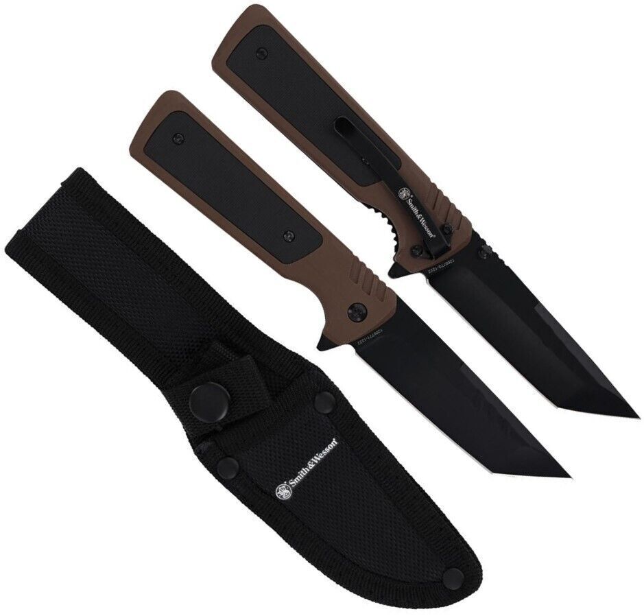 Smith & Wesson 1911 Fixed/Folding Knives With Stainless Black Blades