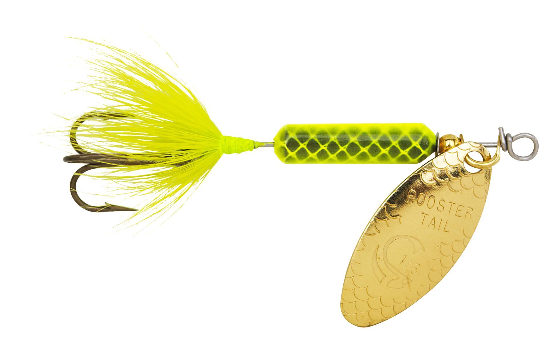 Yakima Bait Chartreuse Original Rooster Tail with Treble Hook,1/6-Oz, 2-1/2-In