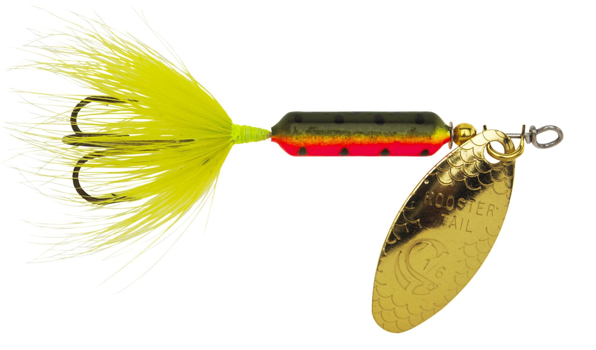 Yakima Bait Fire Tiger Original Rooster Tail with Treble Hook,1/6-Oz, 2-1/2-In