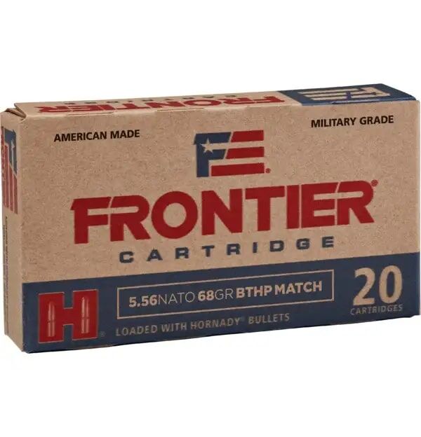 Hornady Frontier 5.56 NATO, 68 Grain Boat Tail Hollow Point Match Rifle Ammo, 20-Rd