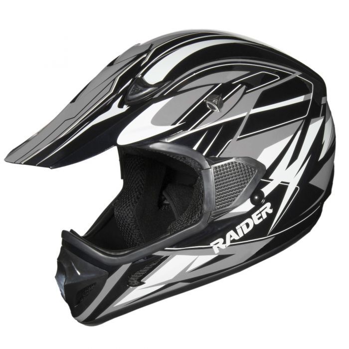 Raider RX1 Adult MX Off-Road Black/Silver Helmet, X-Large